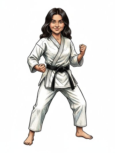 Gabriela's Martial Arts Adventure 💥 - Victorian Illustration