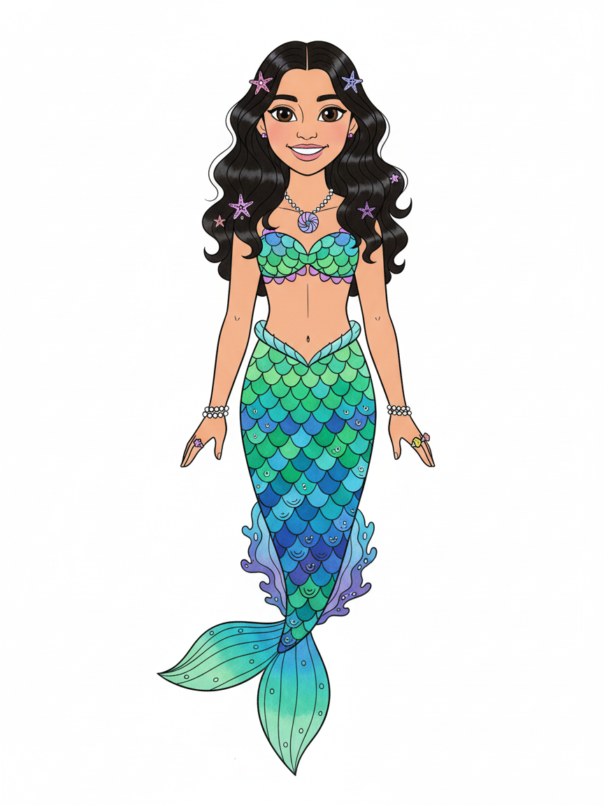Mermaid Gabriela - Classic Coloring Book