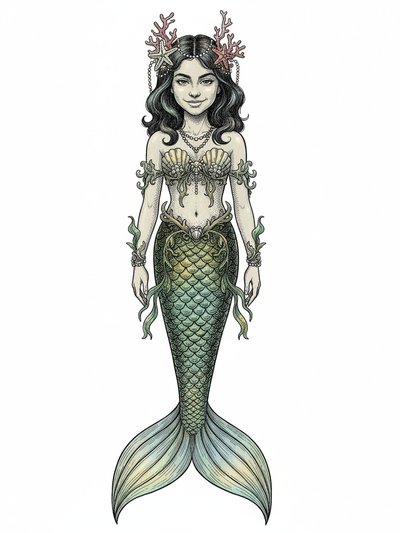 Gabriela's Oceanic Dream 🌊 - Victorian Illustration