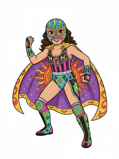 Gabriela's Luchador Adventure 🎭 - Classic Coloring Book