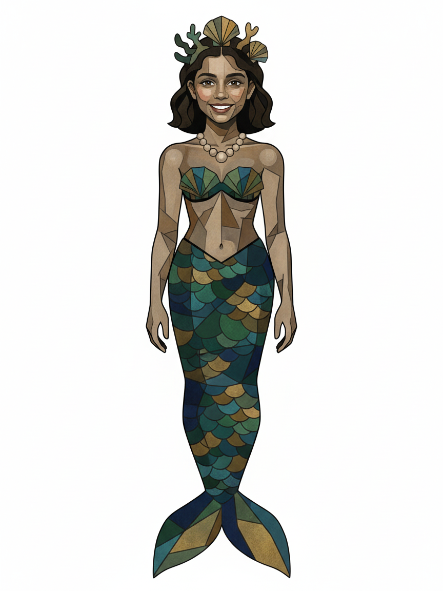 Mermaid Gabriela - Cubist Painting