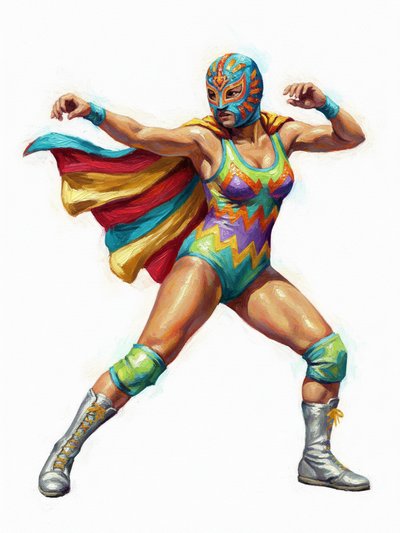 Gabriela's Luchador Adventure 🎭 - Impressionist Painting