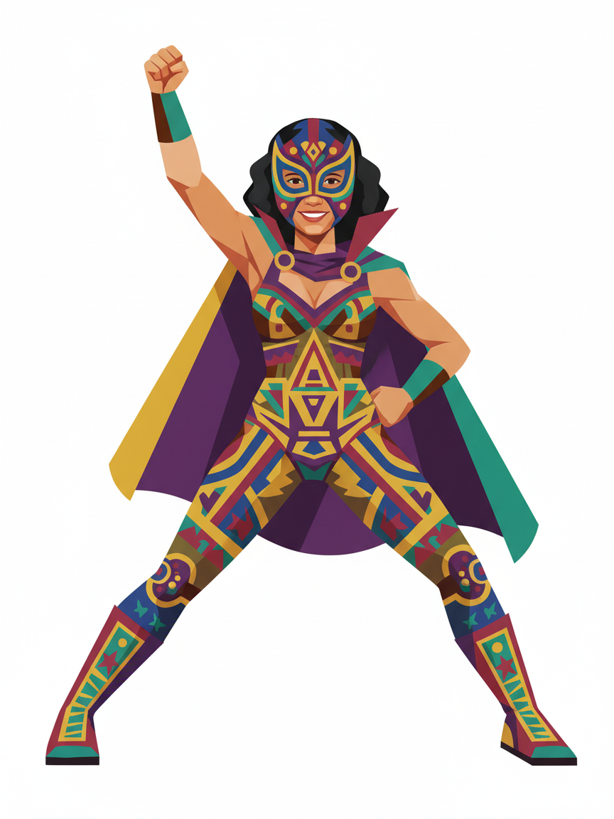 Gabriela the Luchadora - Cubist Painting