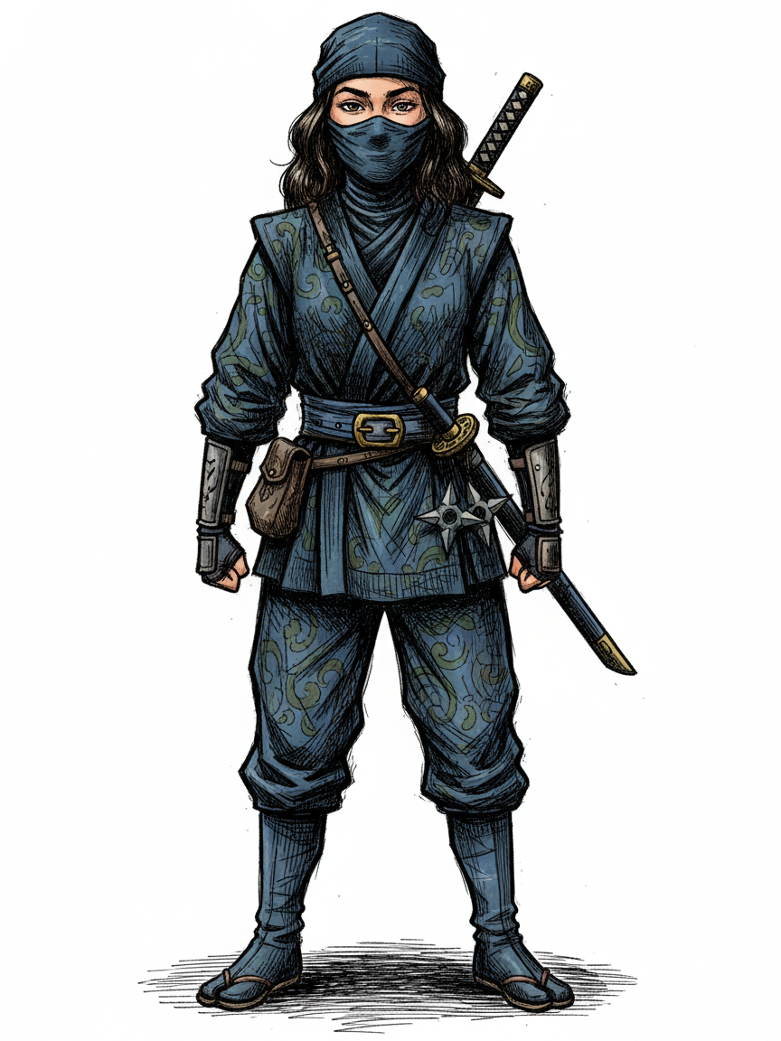 Gabriela the Ninja - Victorian Illustration