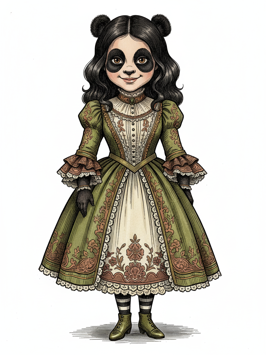Panda Gabriela - Victorian Illustration