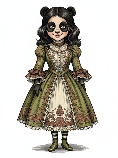 Gabriela's Panda Adventure 🐼 - Victorian Illustration