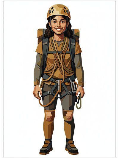 Gabriela's Climbing Adventure 🏔️ - Cubist Painting