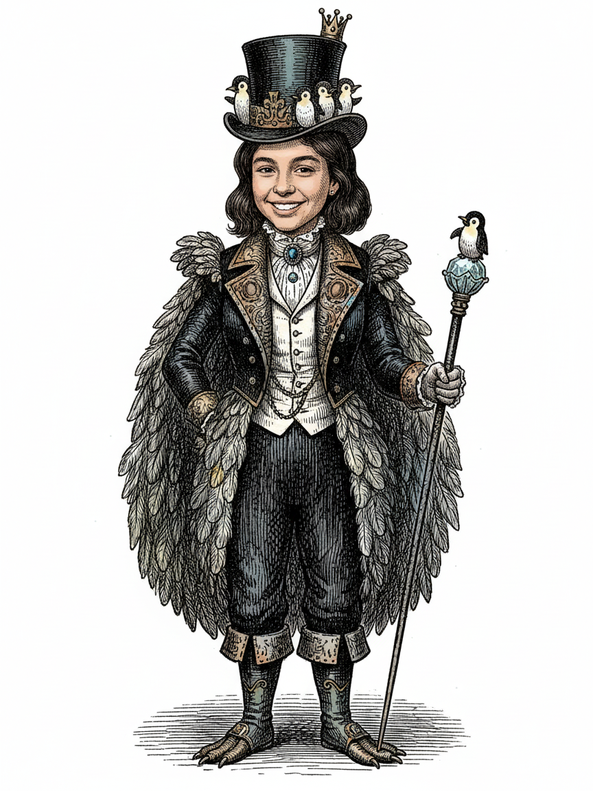 Gabriela the Penguin Queen - Victorian Illustration