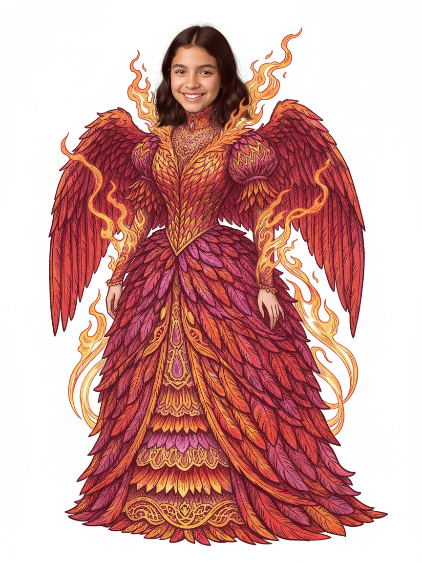 Gabriela the Flamebird - Victorian Illustration