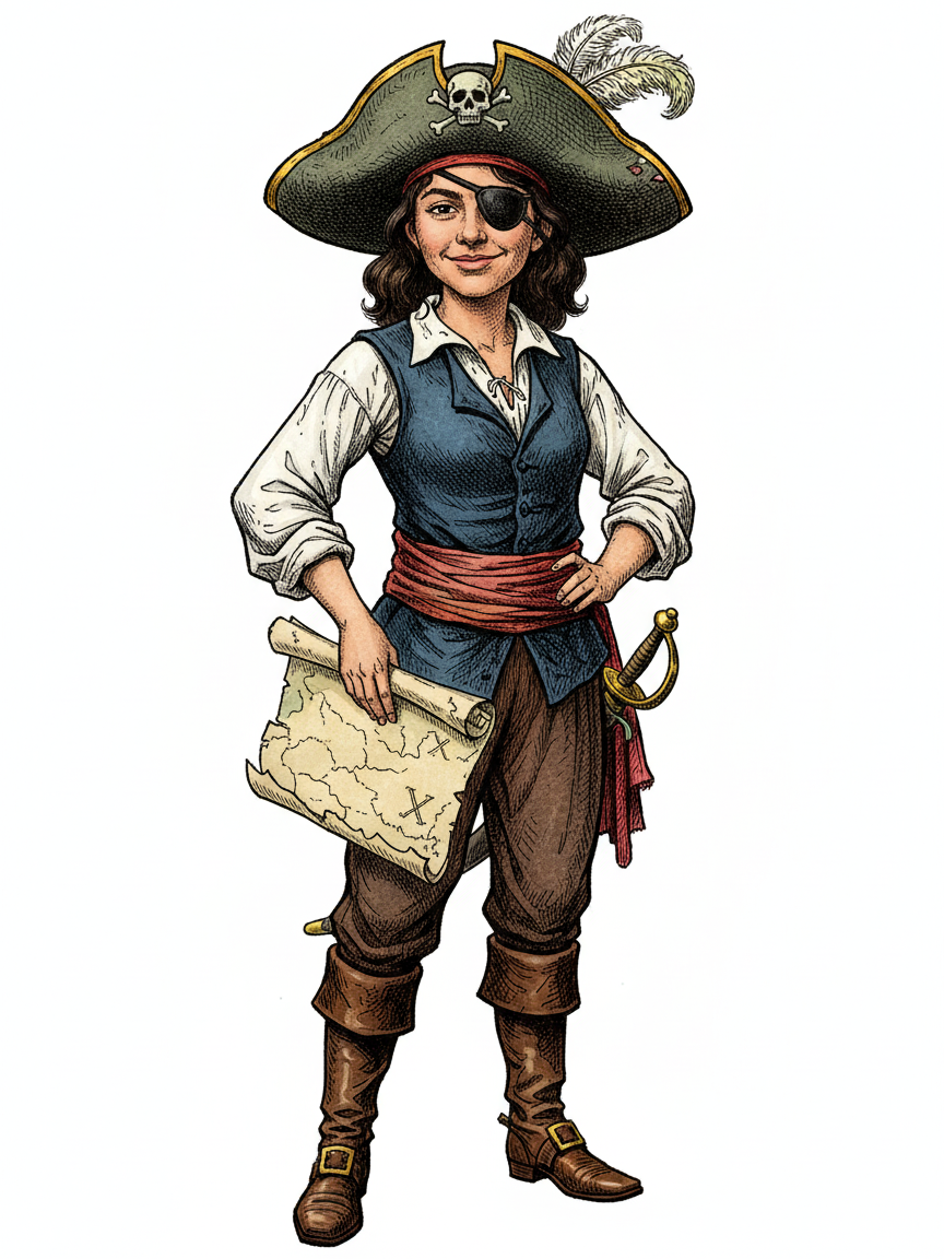 Gabriela the Bold Buccaneer - Victorian Illustration