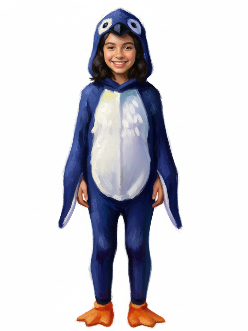 Gabriela the Penguin Queen - Impressionist Painting