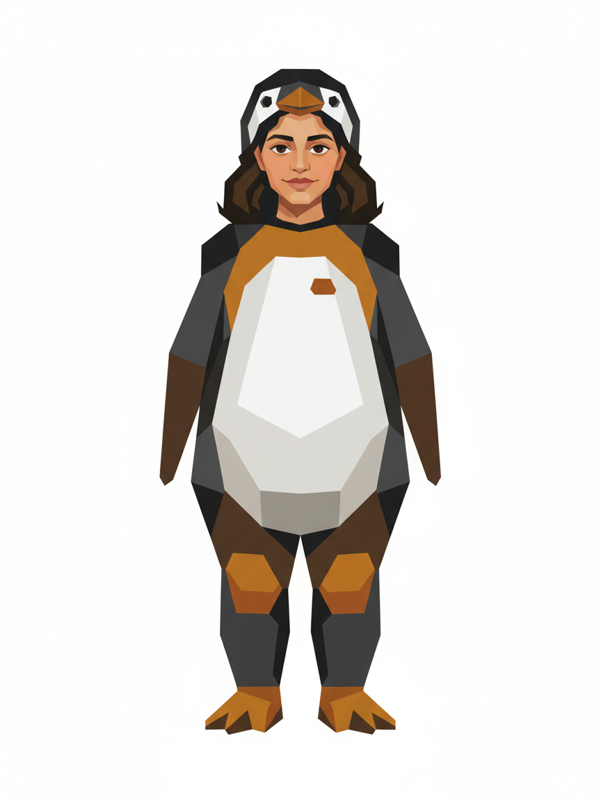Gabriela the Penguin Queen - Cubist Painting