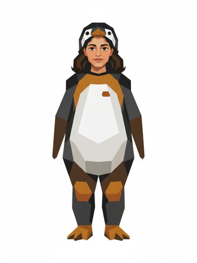 Gabriela's Penguin Fantasía 🐧 - Cubist Painting