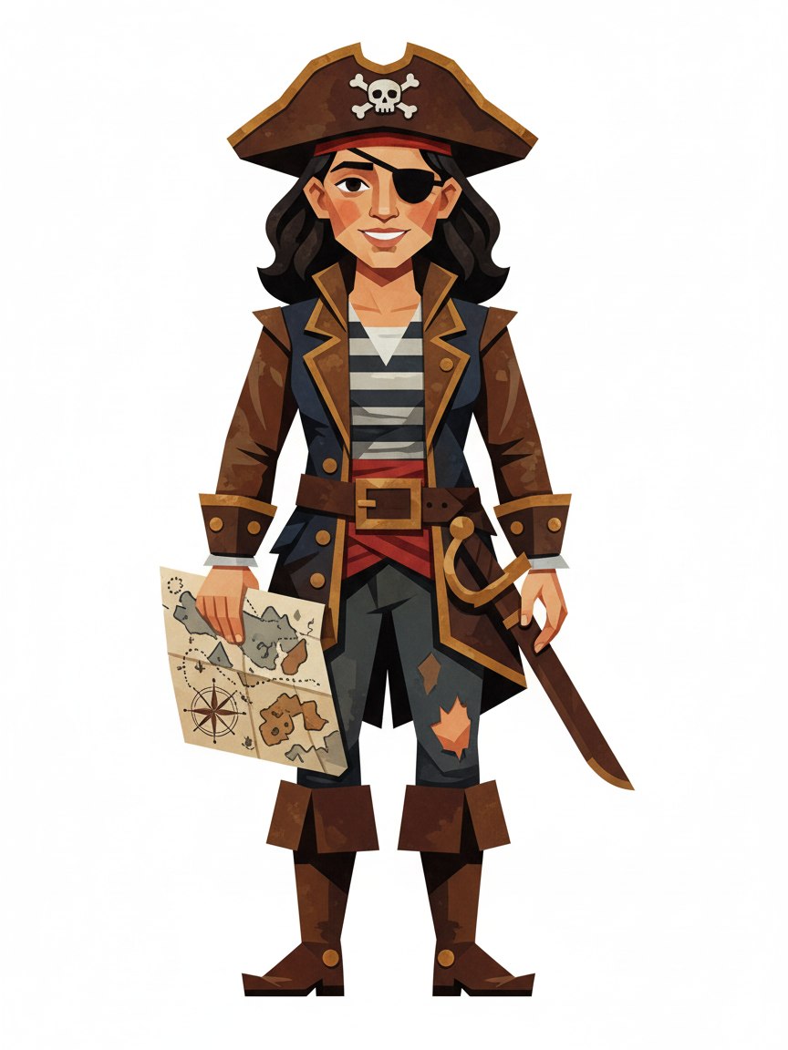 Gabriela the Bold Buccaneer - Cubist Painting