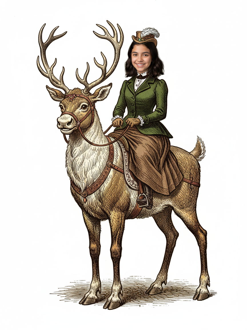 Reindeer Gabriela - Victorian Illustration