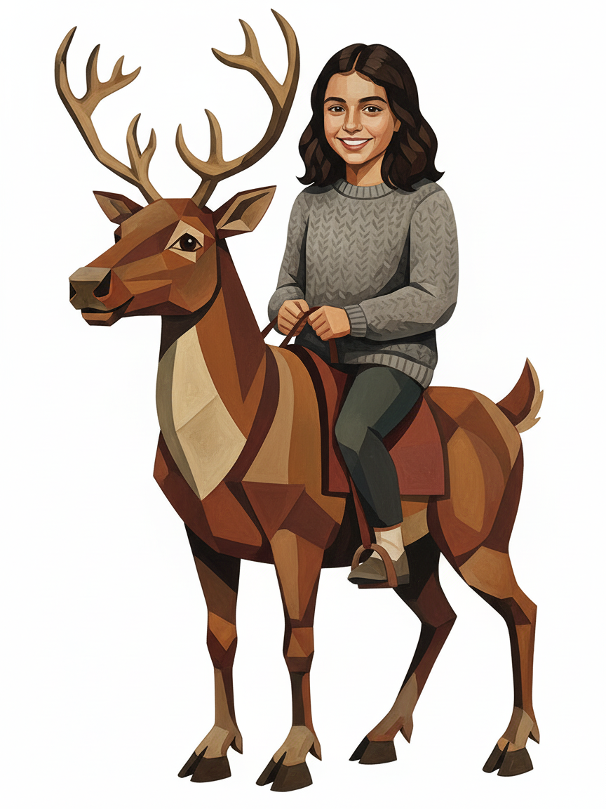 Reindeer Gabriela - Cubist Painting