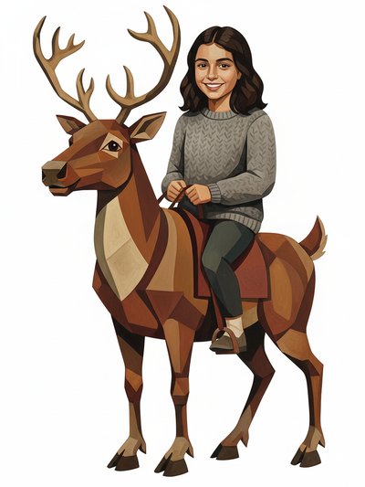 Gabriela's Reindeer Adventure 🦌 - Cubist Painting