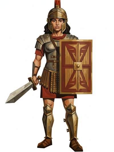 Gabriela's Gladiator Glory 🌟 - Cubist Painting