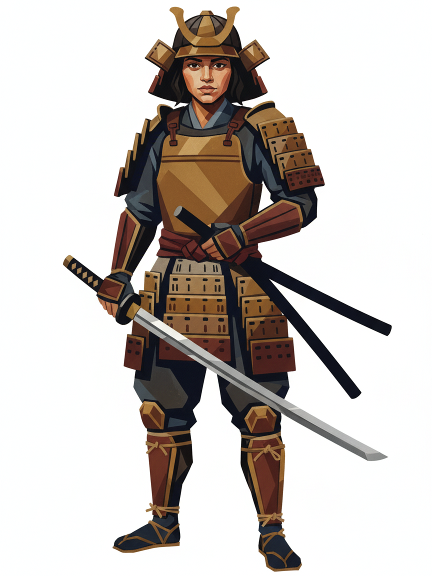 Samurai Gabriela - Cubist Painting