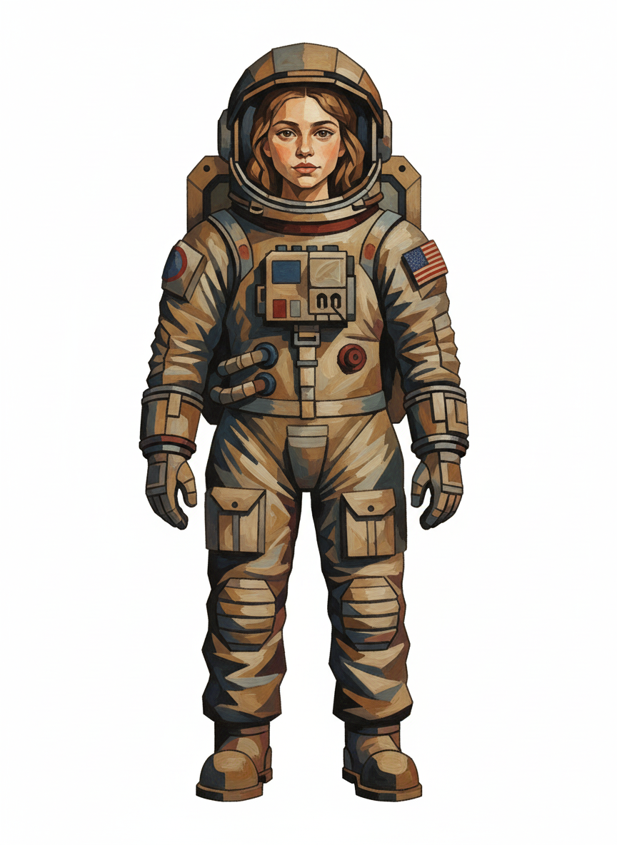 Mary the Astronaut - Cubist Painting