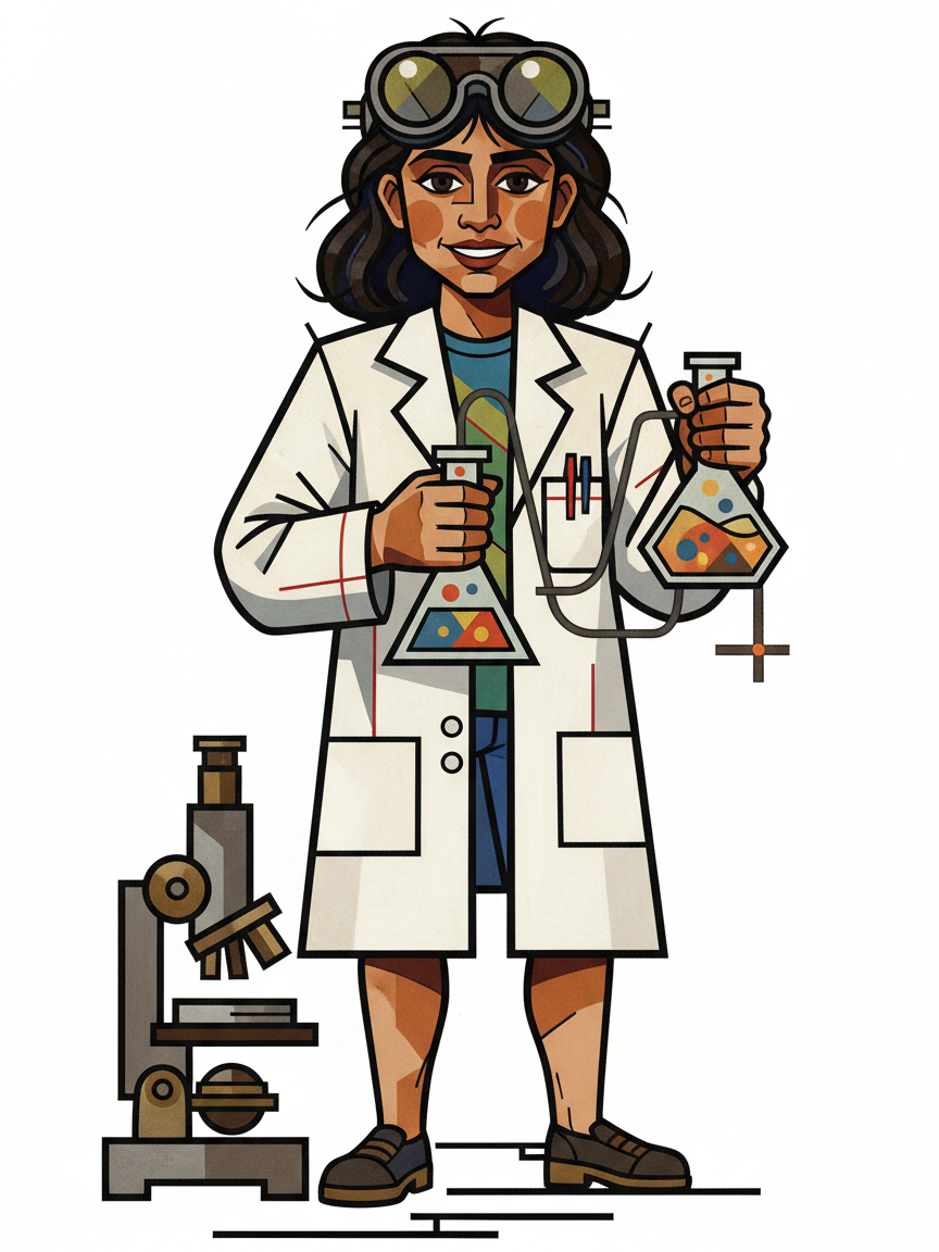 Scientist Gabriela - Cubist Painting