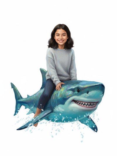 Gabriela's Shark Adventure 🦈 - Impressionist Painting