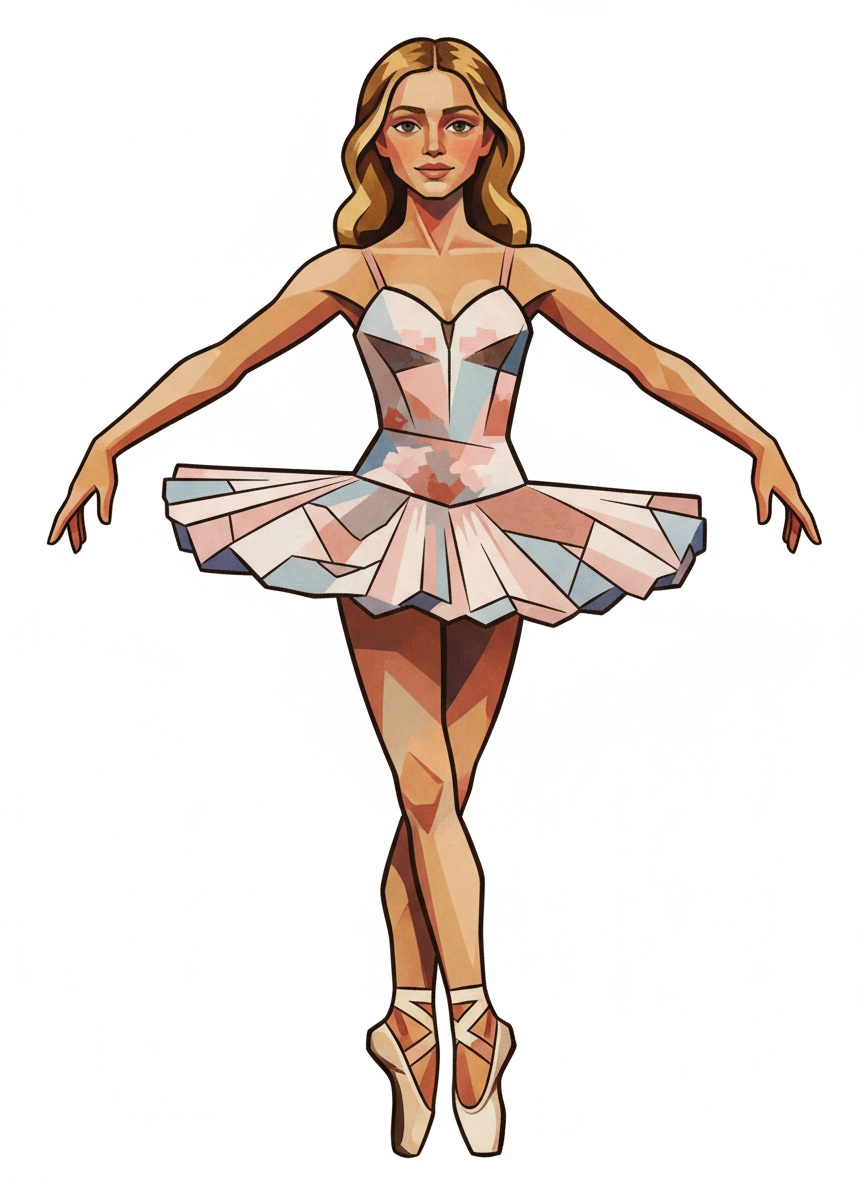 Mary the Graceful Ballerina - Cubist Painting