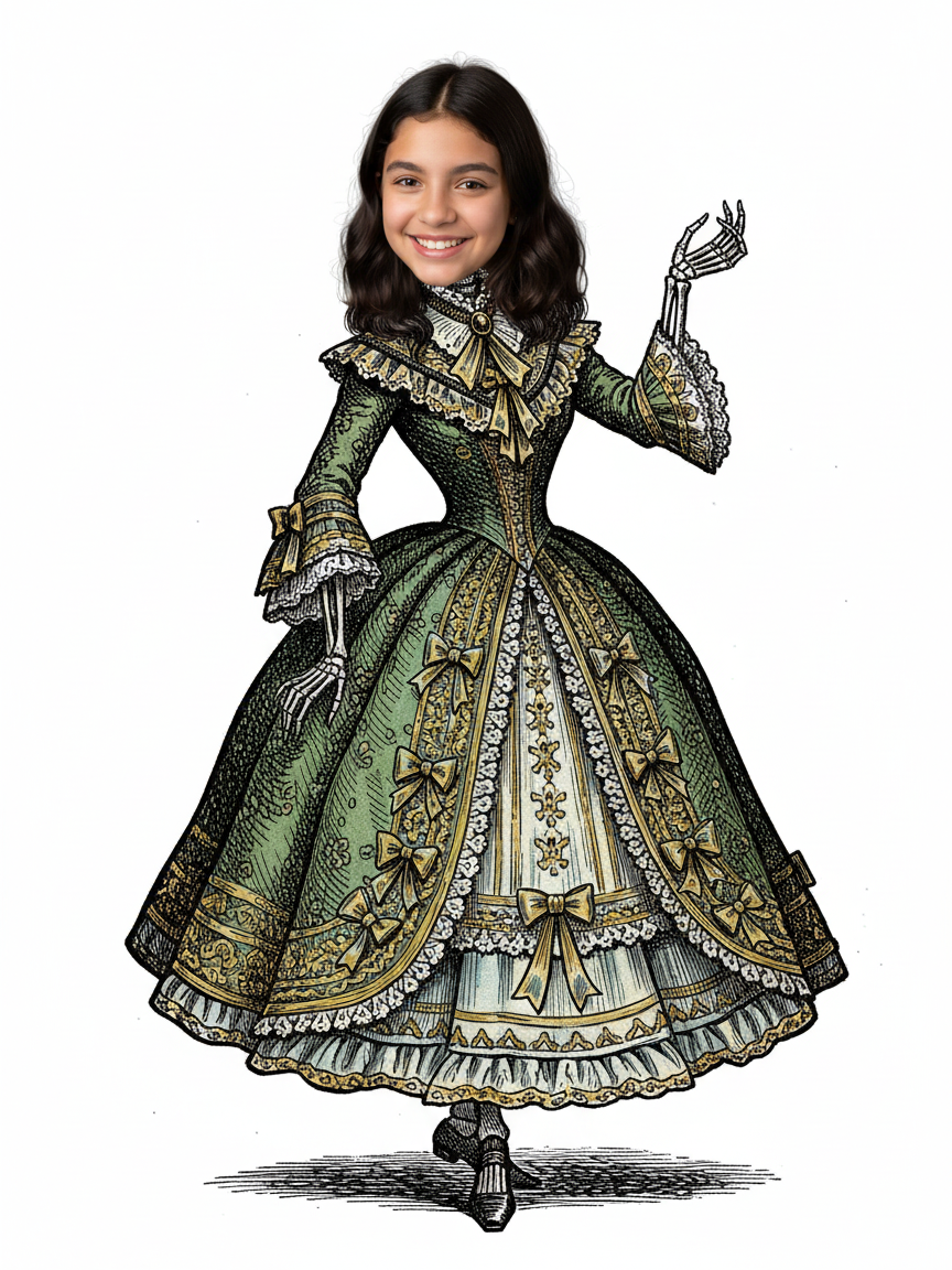 Gabriela the Groovy Skeleton - Victorian Illustration