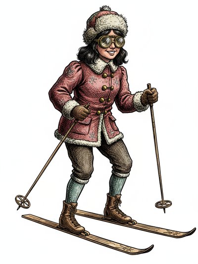 Gabriela's Ski Adventure 🎿 - Victorian Illustration