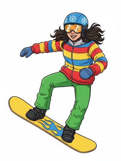 Gabriela's Snowboard Adventure ❄️ - Classic Coloring Book