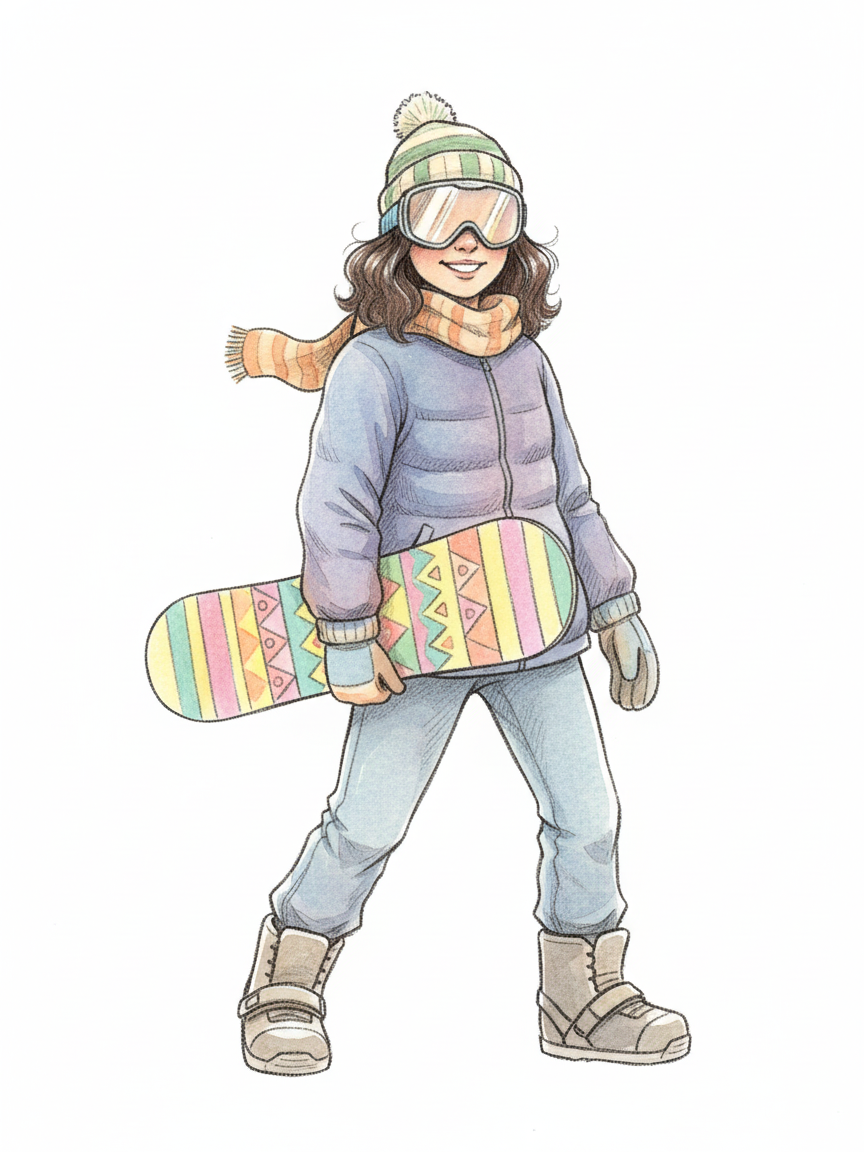 Gabriela the Snowboarding Star - Gentle Pencil