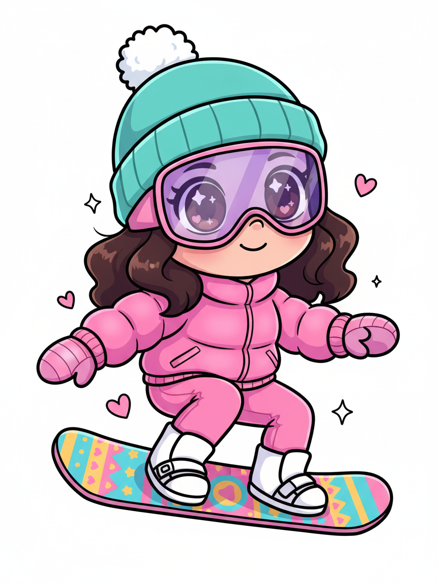 Gabriela the Snowboarding Star - Kawaii Cute