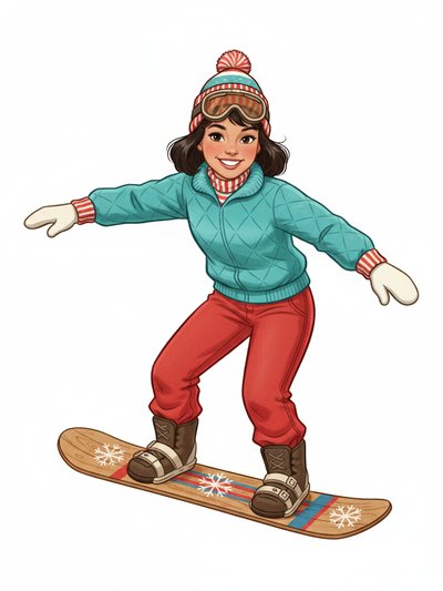 Gabriela's Snowboard Adventure ❄️ - Vintage Storybook