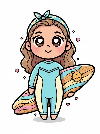 Gabriela's Epic Surf Saga 🌊 - Kawaii Cute