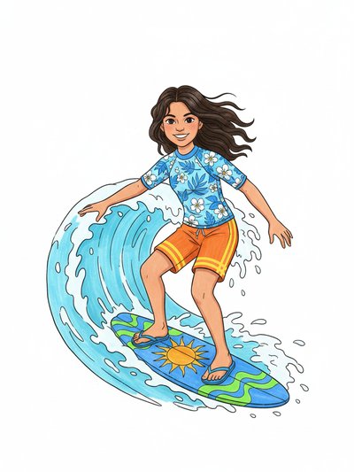 Gabriela's Surfing Adventure 🌊 - Classic Coloring Book