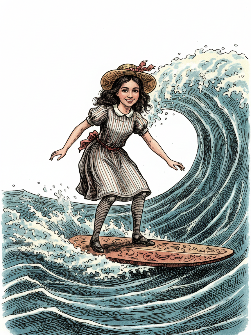 Gabriela the Wave Rider - Victorian Illustration