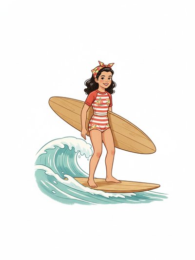 Gabriela's Surfing Adventure 🌊 - Vintage Storybook