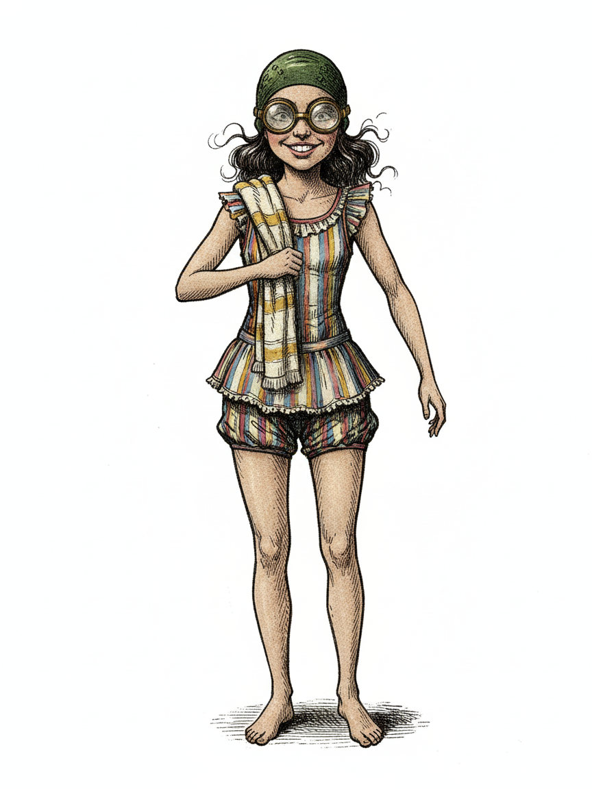 Gabby the Swimmer - Victorian Illustration