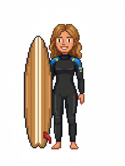Gabriela's Epic Surf Saga 🌊 - Pixel Art