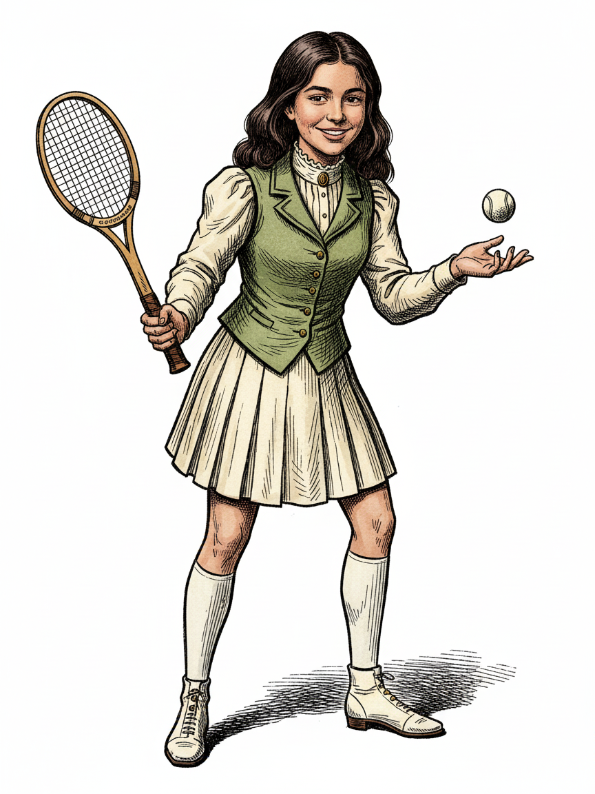 Gabriela the Tennis Ace - Victorian Illustration