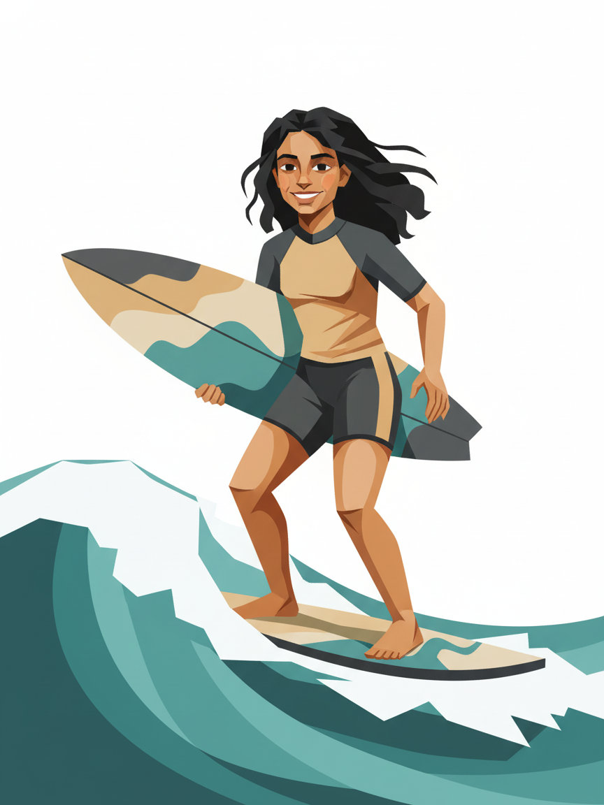 Gabriela the Wave Rider - Cubist Painting