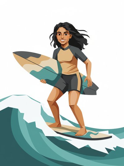 Gabriela's Surfing Adventure 🌊 - Cubist Painting