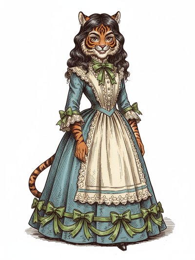 Gabriela's Tiger Transformation 🐅 - Victorian Illustration