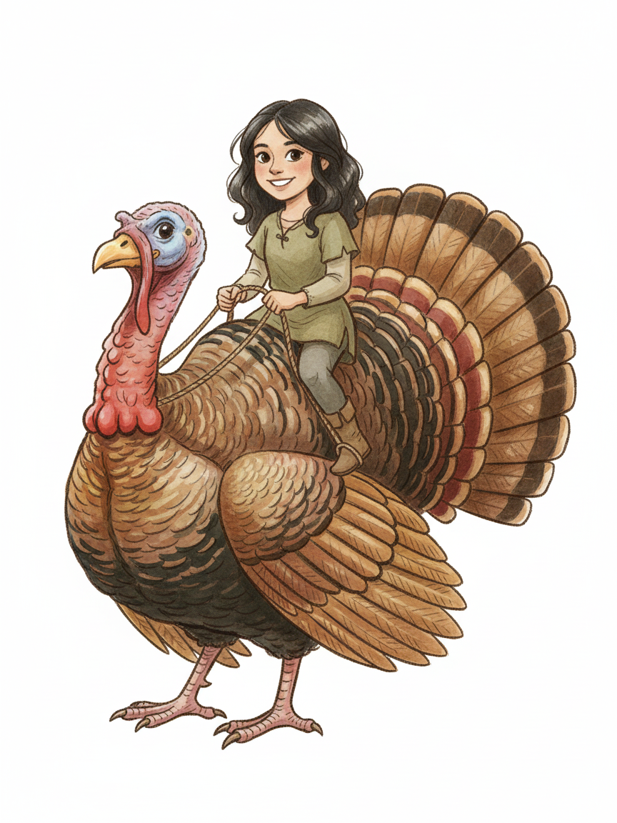 Gobblebela the Turkey Rider - Gentle Pencil