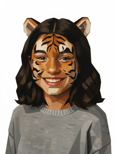 Gabriela's Tiger Transformation 🐅 - Cubist Painting