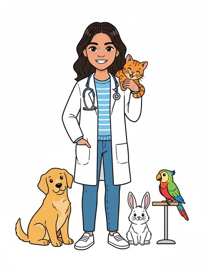 Veterinarian Gabriela's World 🌟 - Classic Coloring Book