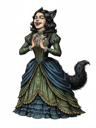 Gabriela's Wild Wolf Vibes 🐺 - Victorian Illustration