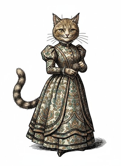 Mary's Cat-tastic Adventure 🐱 - Victorian Illustration