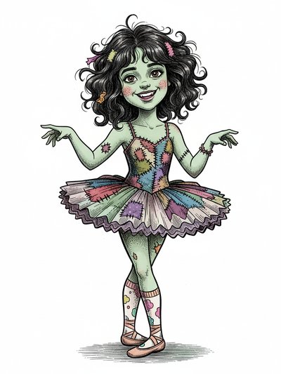 Gabriela's Playful Zombie Adventure - Victorian Illustration