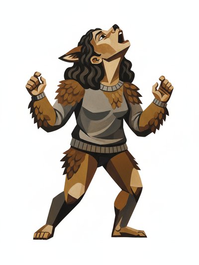 Gabriela's Wild Wolf Vibes 🐺 - Cubist Painting